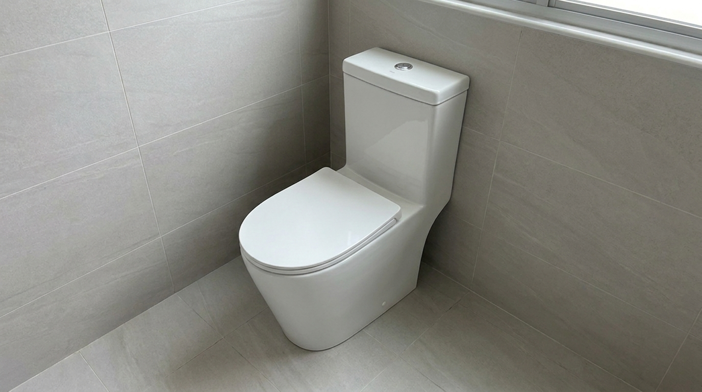 Brand new toilet bowl after replacement