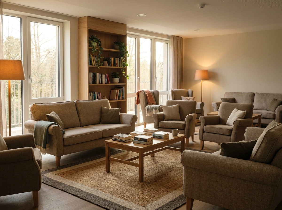 Common lounge at AuraBridge Independent Residency