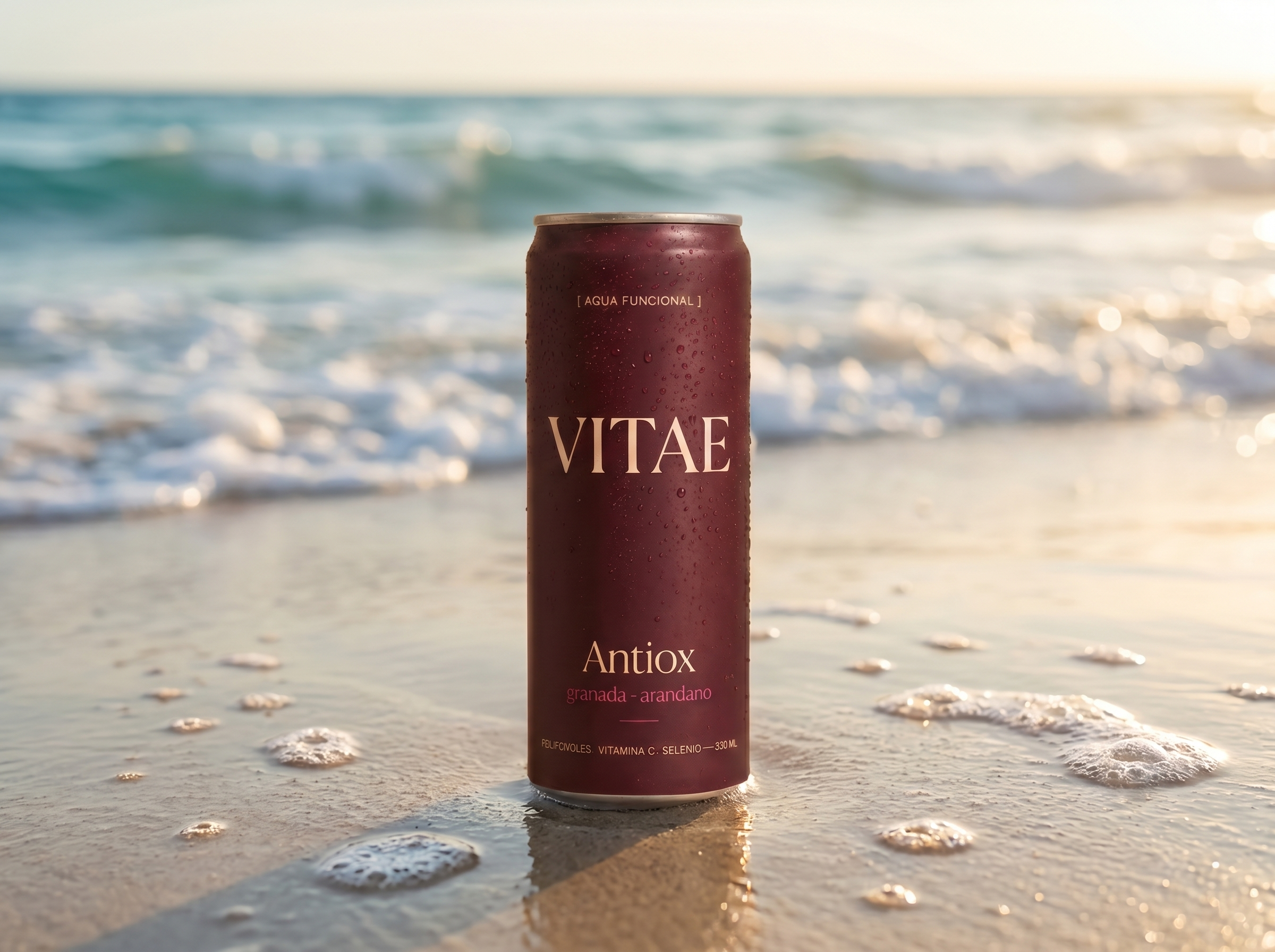 Lata Vitae Antiox en la playa