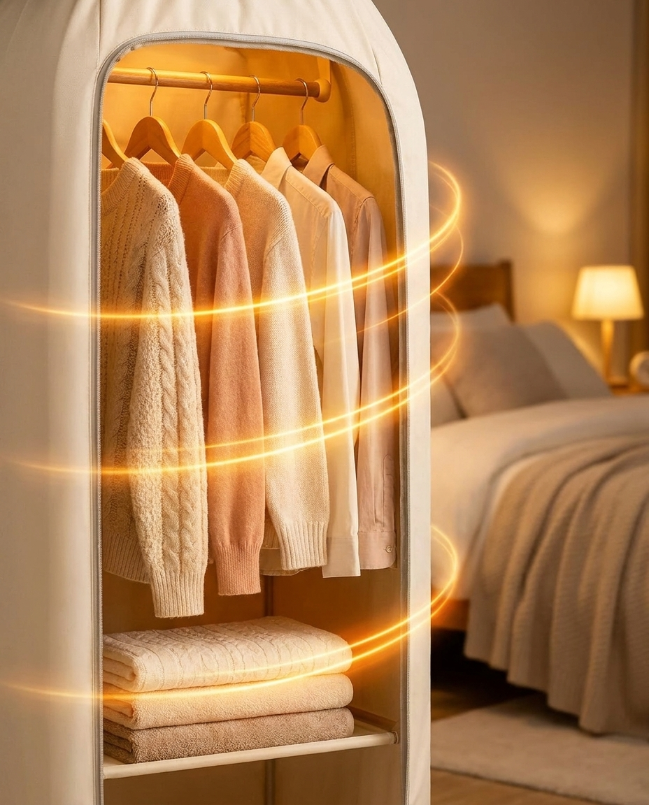 Interior de ThermoDry con calor circulando alrededor de la ropa