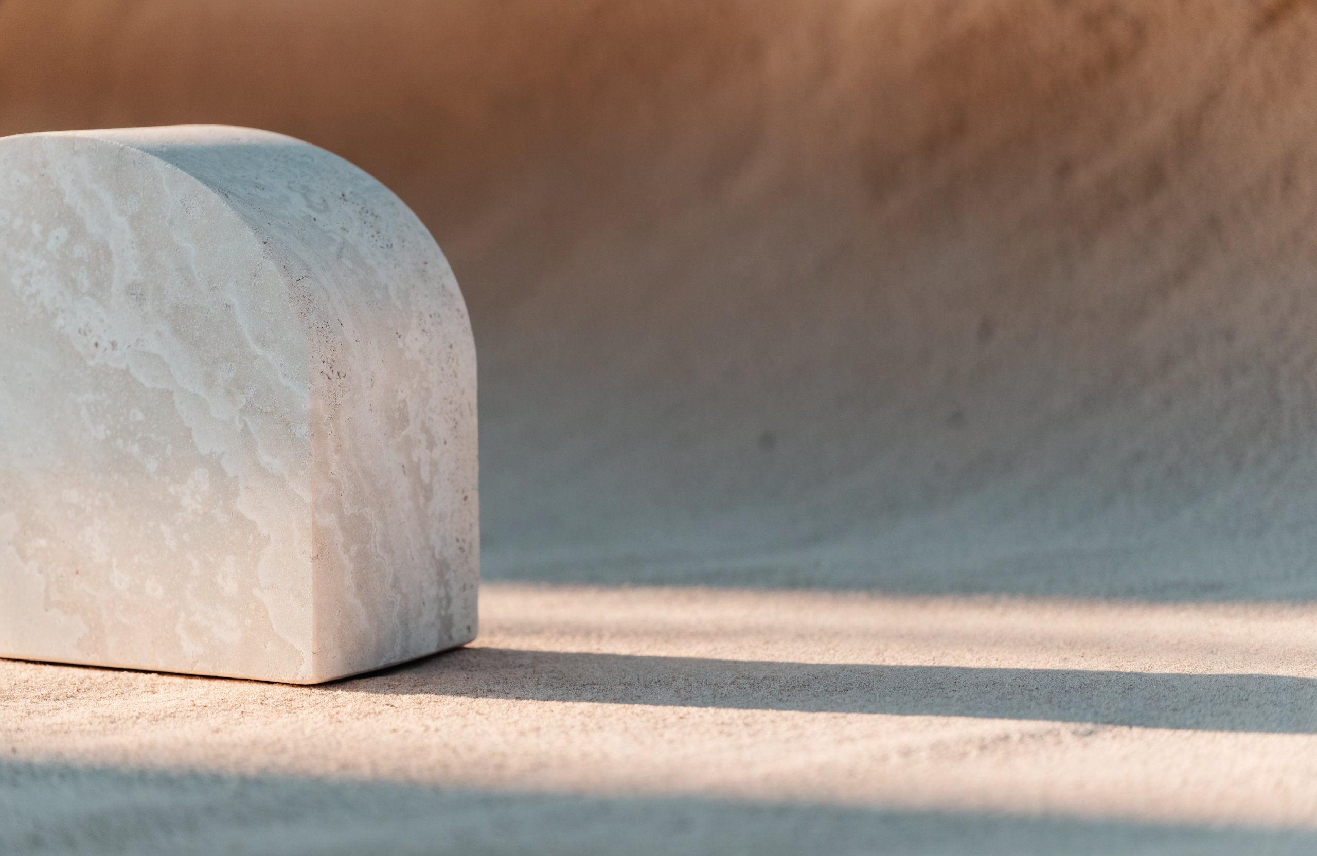 Minimal abstract still life in warm stone tones