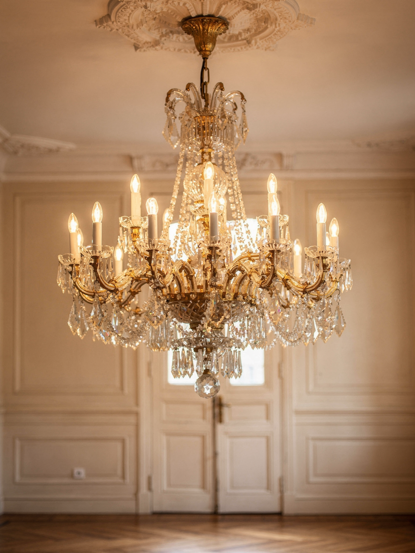 Lustre de cristal antes do restauro