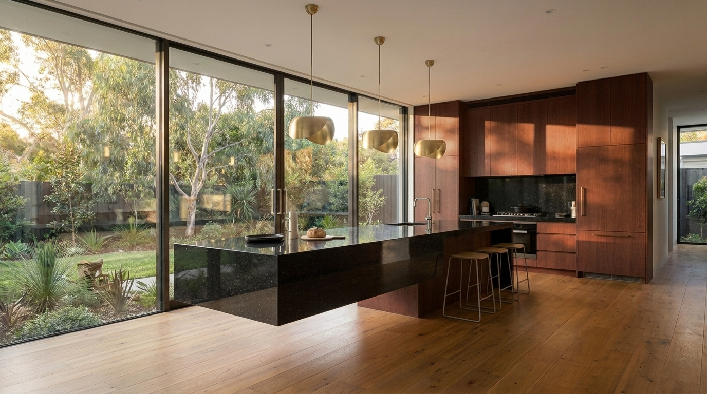 Kitchen with Rubra Oak cabinetry and Granite benchtop