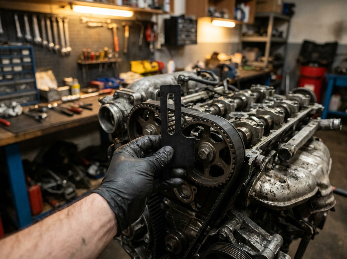 Using a camshaft locking tool on a turbocharged engine