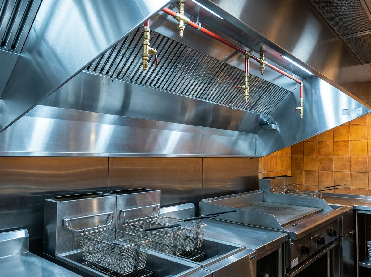 Type I commercial vent hood over a fryer line
