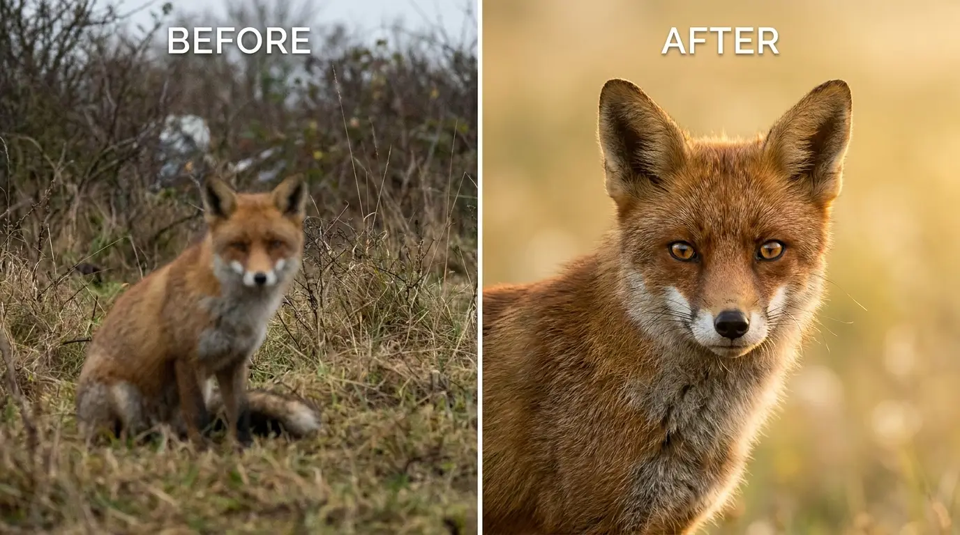 Before and after — wildlife photography