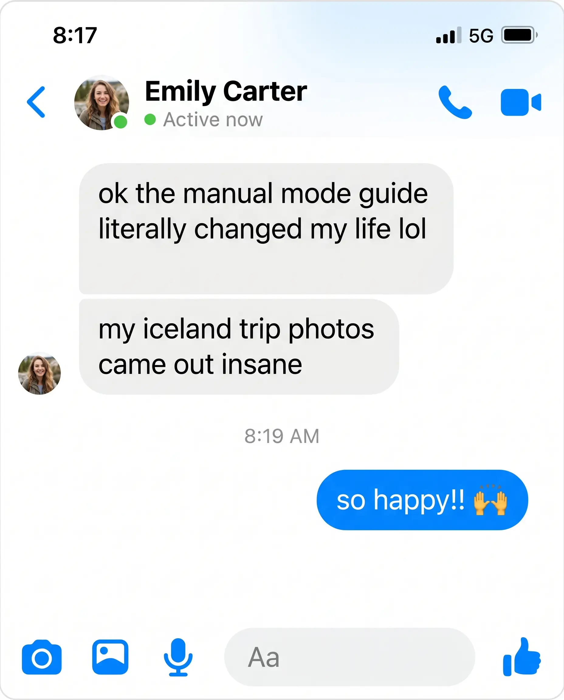 Messenger testimonial — Emily Carter