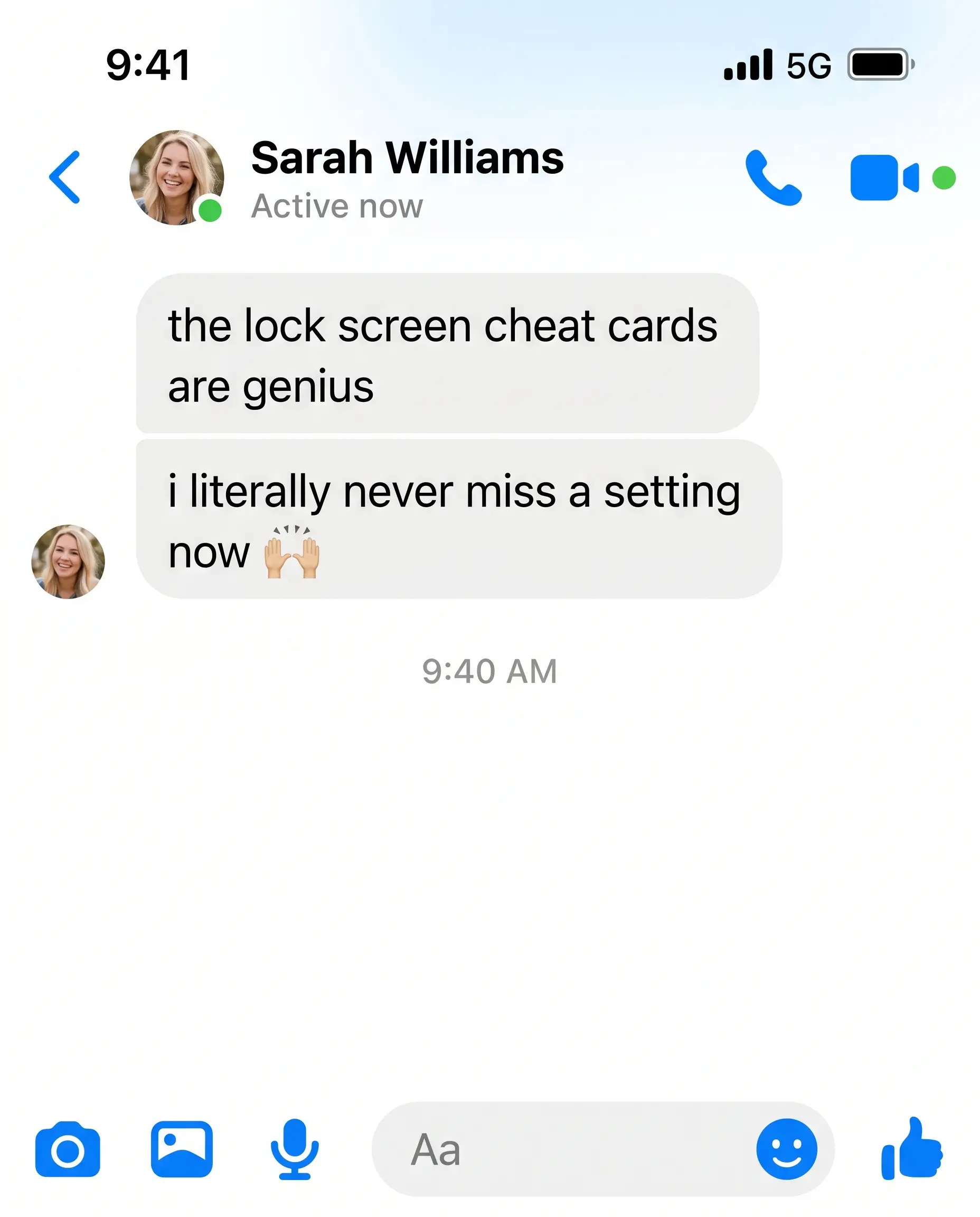 Messenger testimonial — Sophie Reed