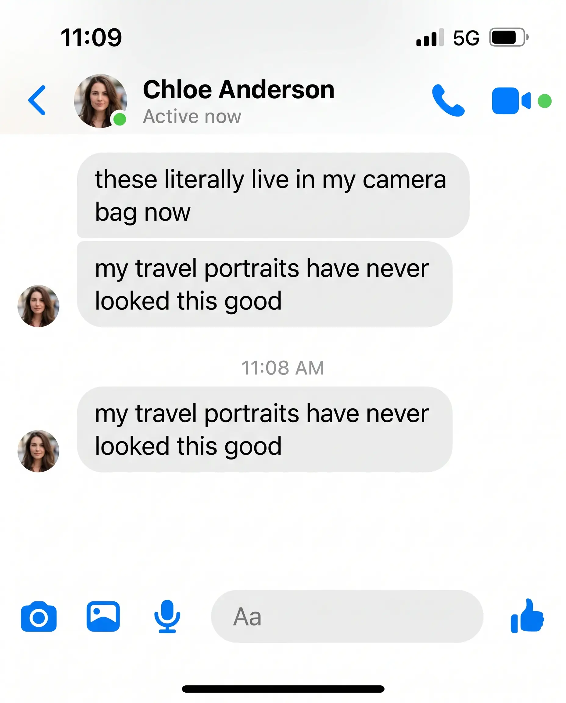 Messenger testimonial — Chloe Anderson