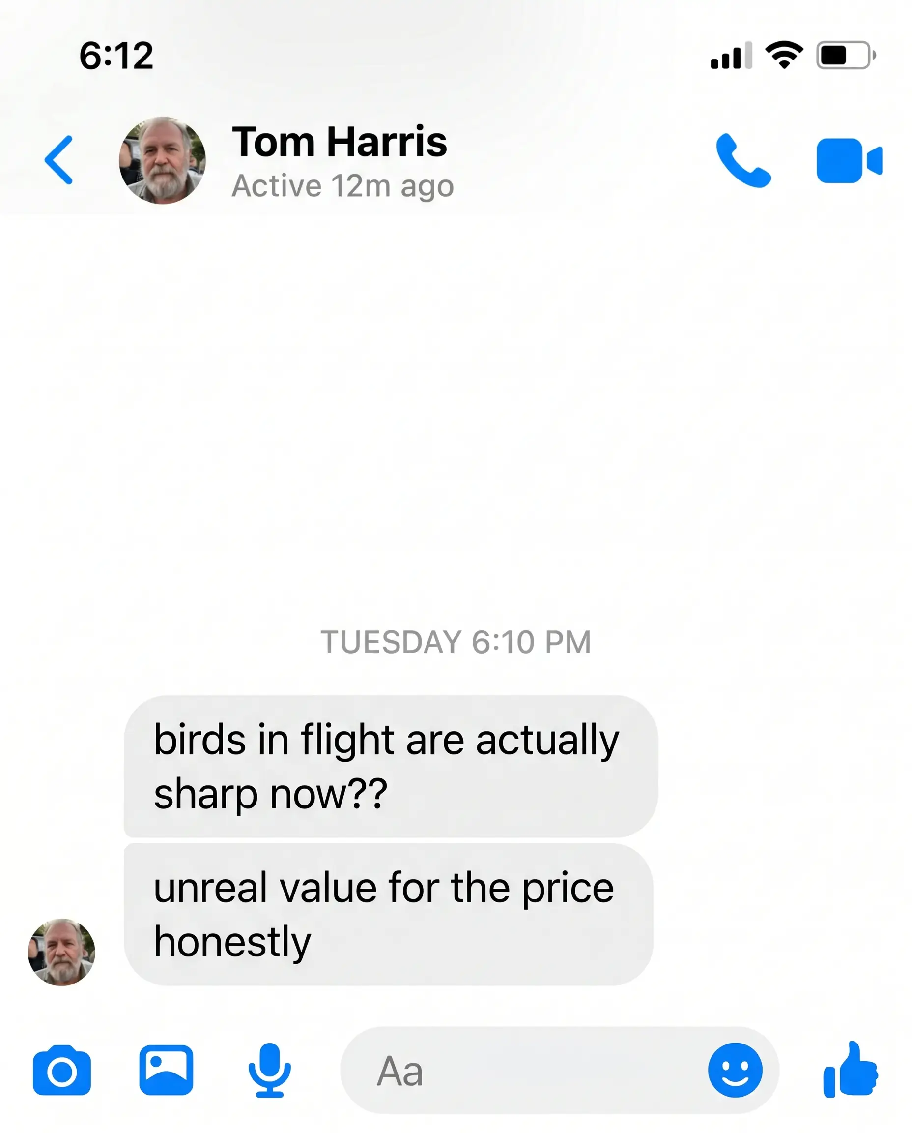 Messenger testimonial — Tom Harris