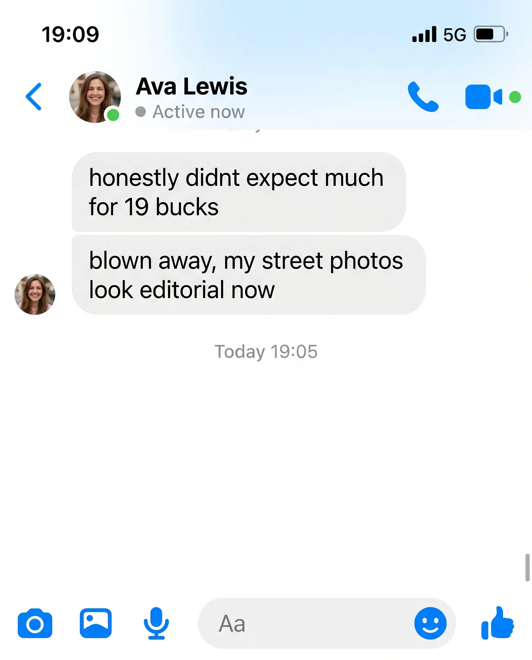 Messenger testimonial — Ava Lewis