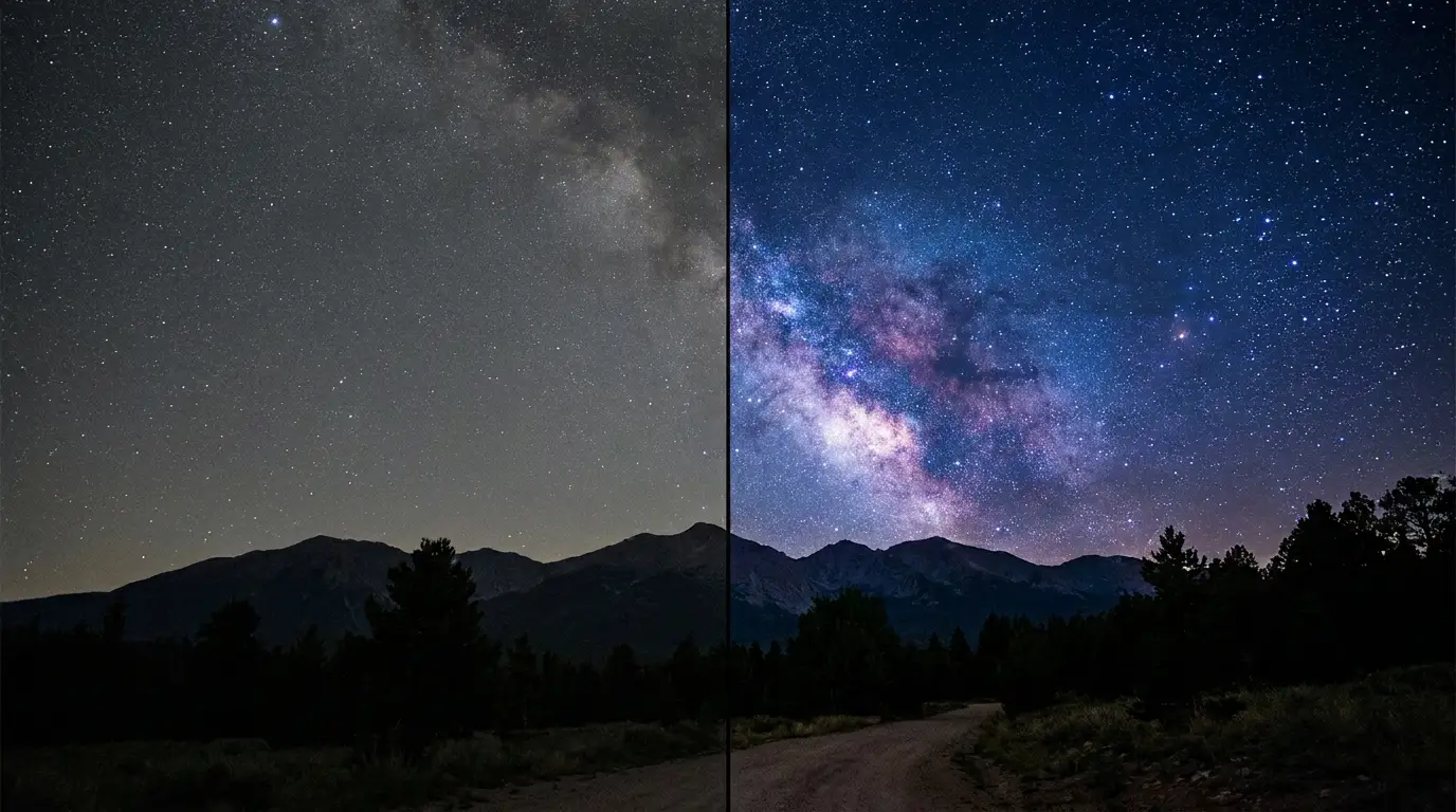Before and after: the Milky Way with the technique learned