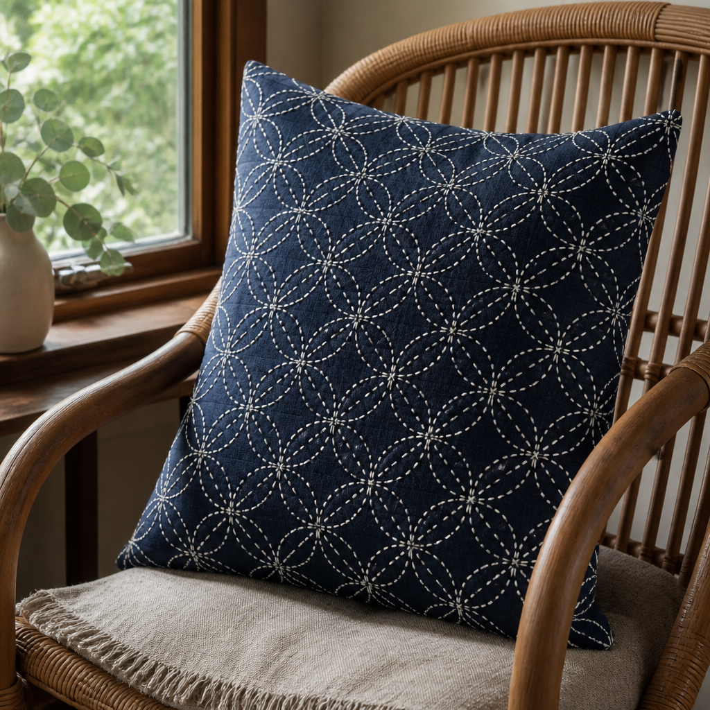 Sashiko cushion cover
