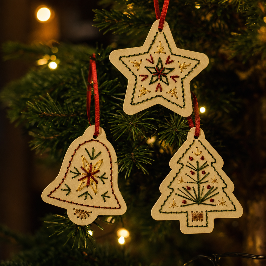 A tree dressed with pieces made by hand