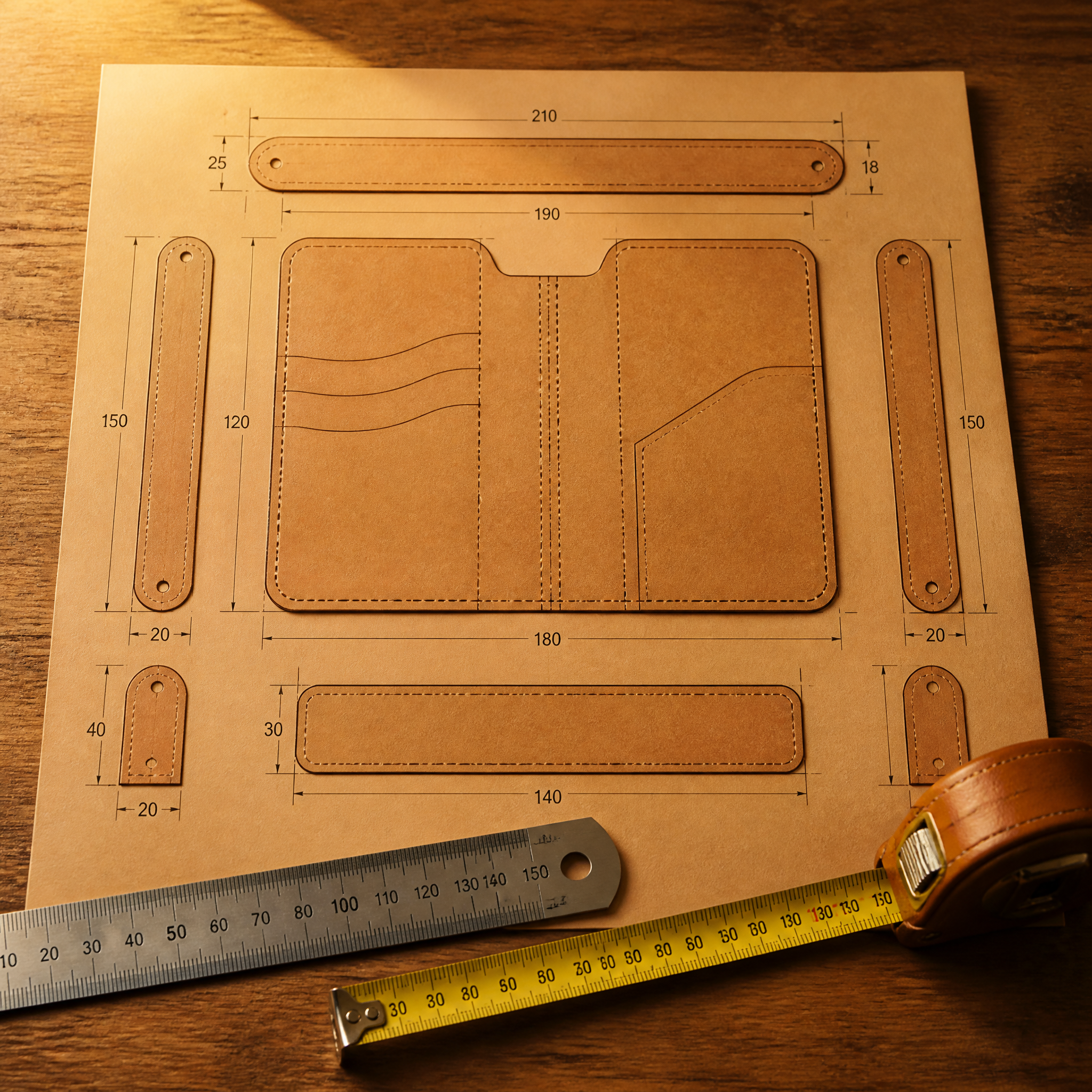 Exact measurements on a pattern sheet