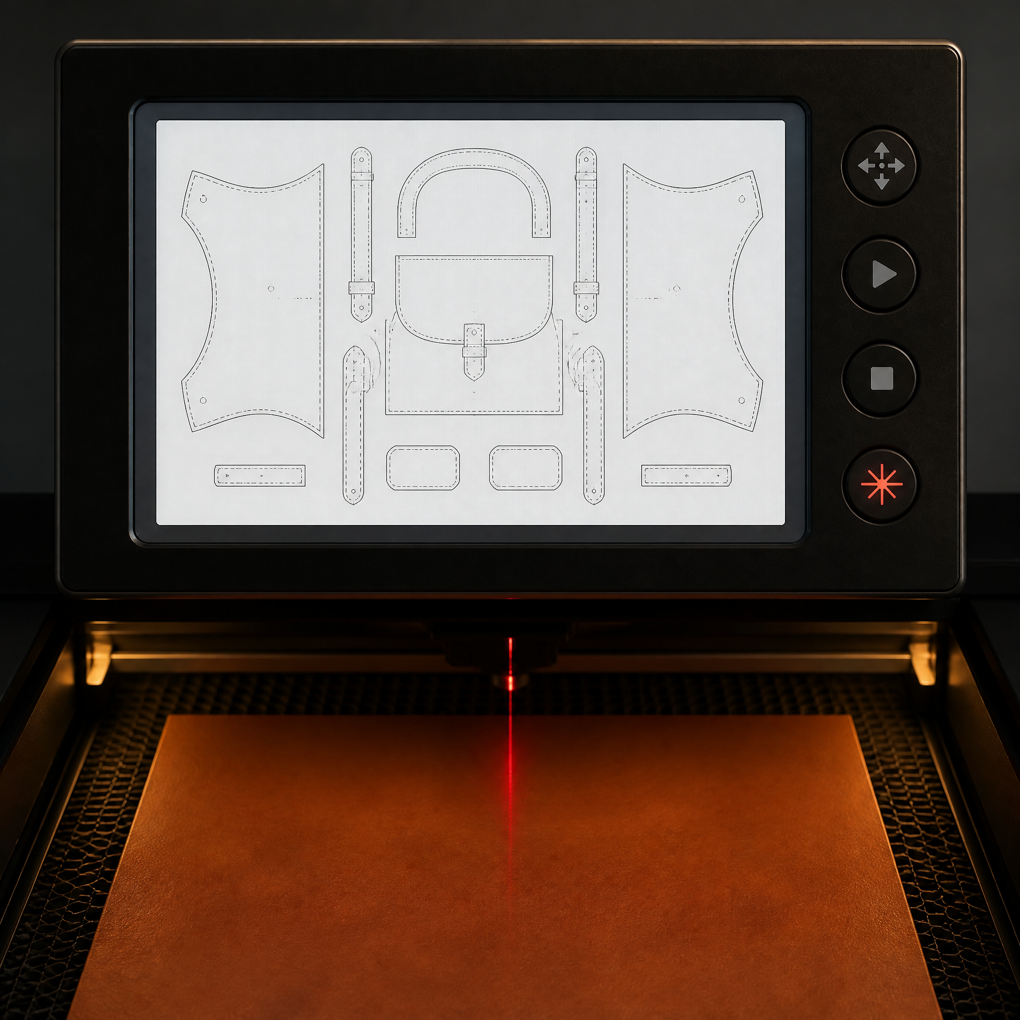 DXF file loaded on a laser cutter