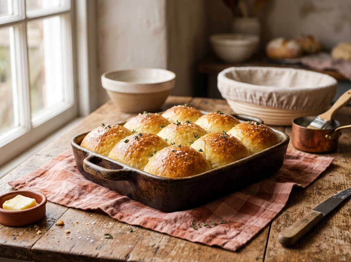 Freshly baked dinner rolls