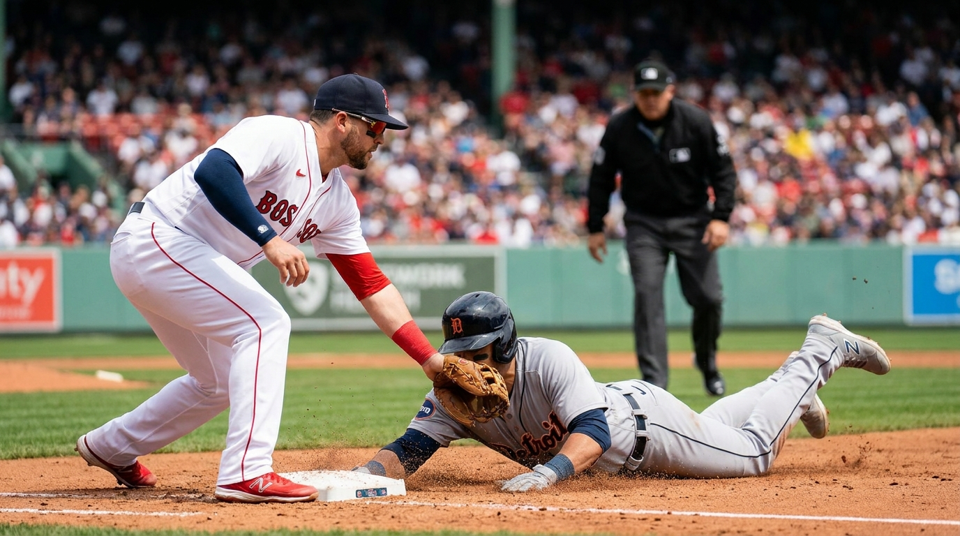 Baserunner sliding into second base