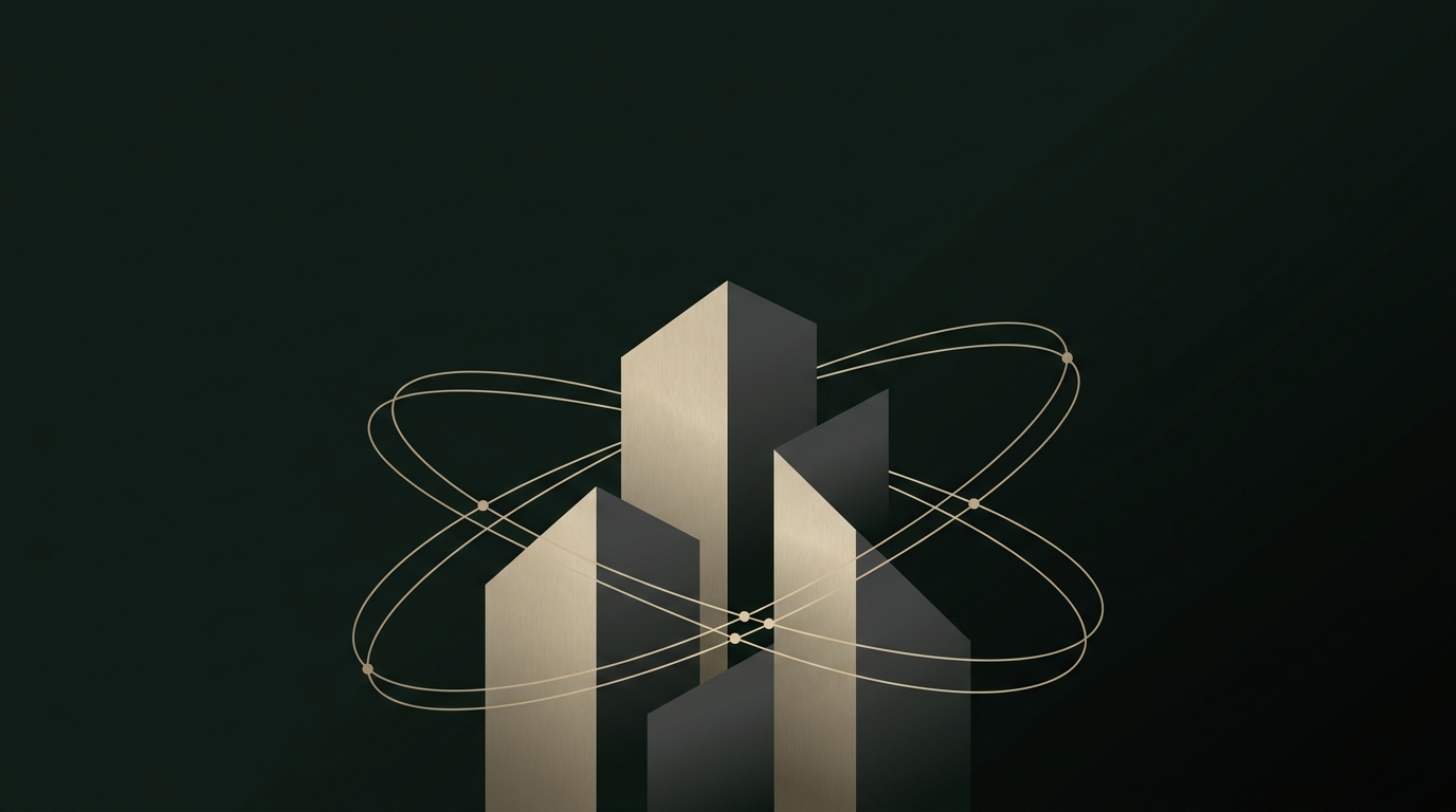 Matte donkergroene cover met brushed-champagne lijnwerk: een stijgende rentecurve boven een raster van vault-groen, thema van de maandagbriefing treasury voor woningcorporaties, peildatum 12 juli 2026.