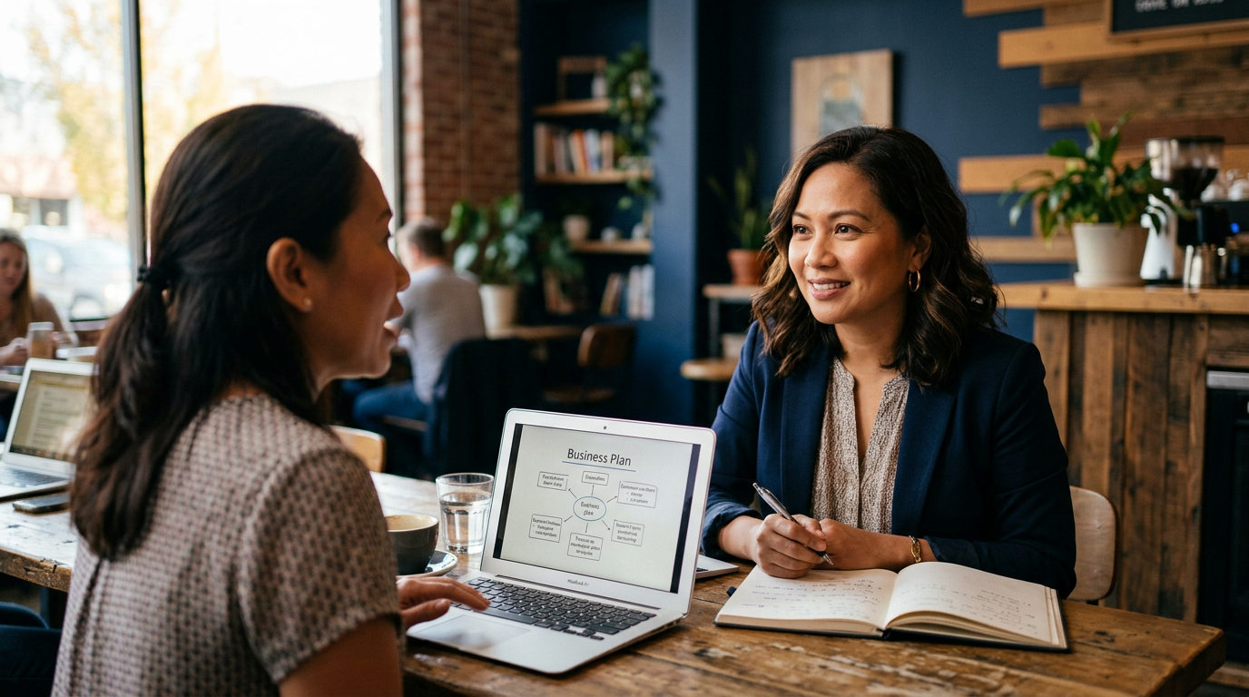 Odyxus working alongside a small-business owner