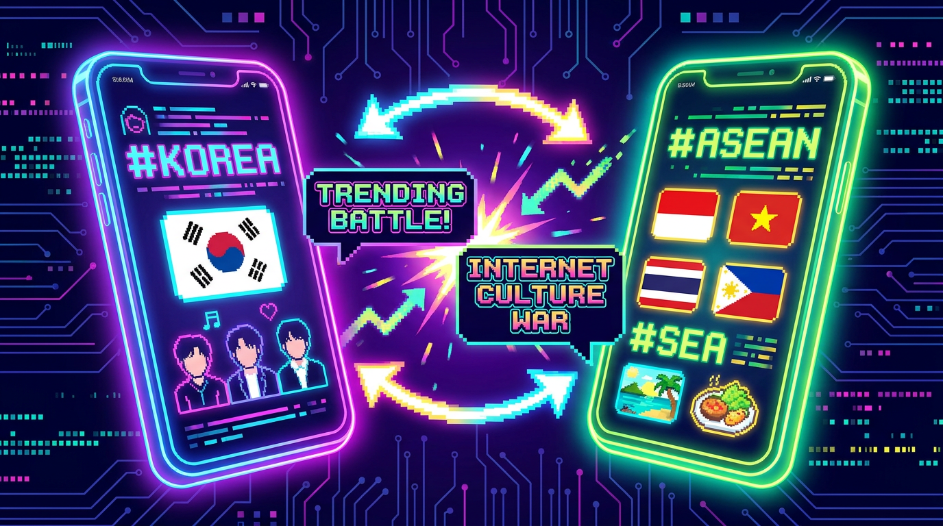Social media hashtag battle between Korea and Southeast Asia on smartphones