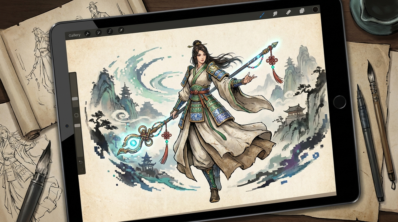 韓国の伝統工芸模様とデジタルゲーム世界を融合させたコンセプトアート