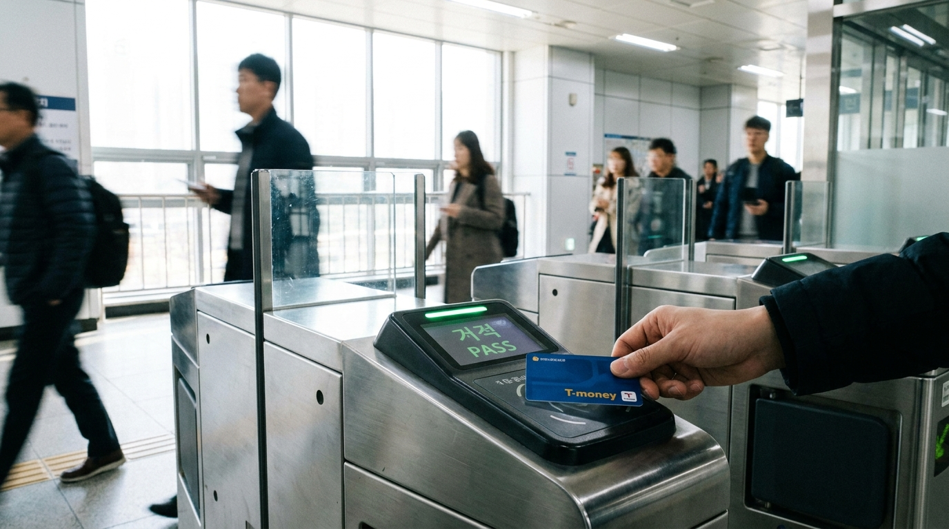 T-money transit card, one of the essential Korea travel apps for getting around