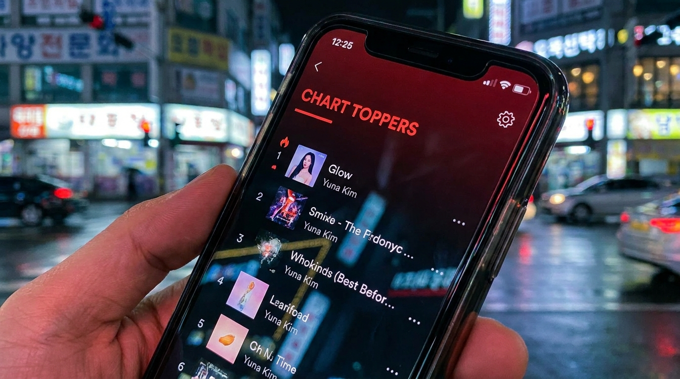 Music streaming chart showing a K-pop song at number one, symbolizing the CORTIS REDRED chart record