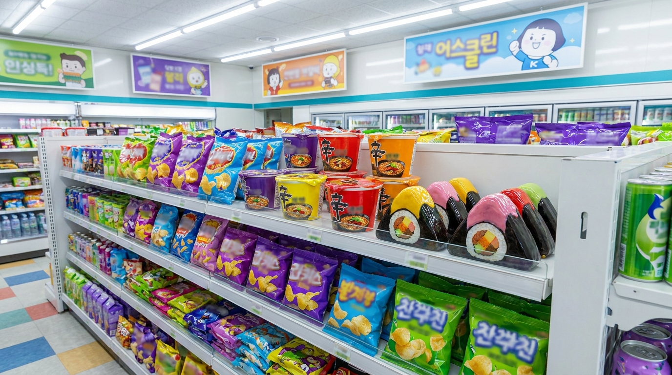 Korea's convenience store snack craze — CU and GS25 viral snack display