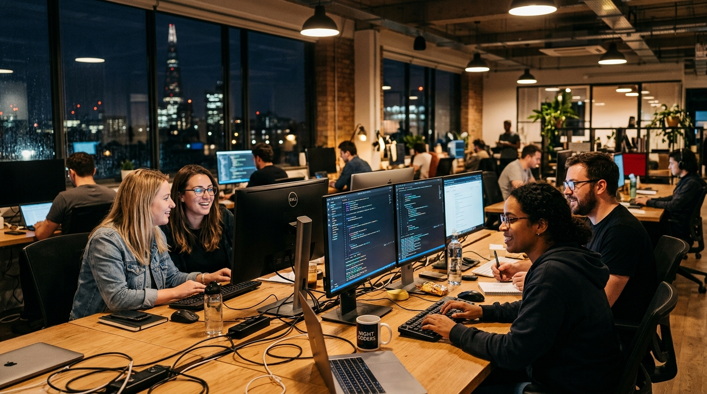 Think Internet development team working on enterprise software architecture