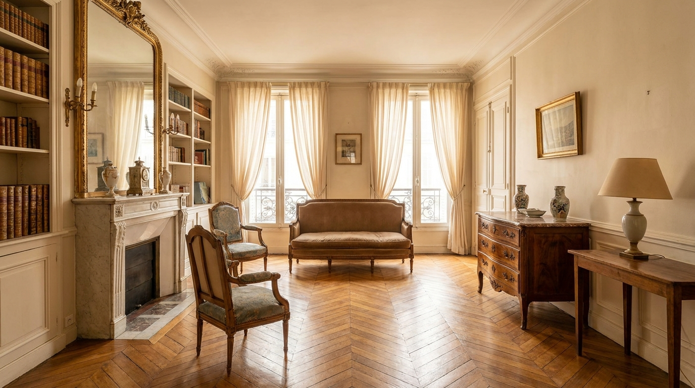 Salon rangé après débarras à Lyon