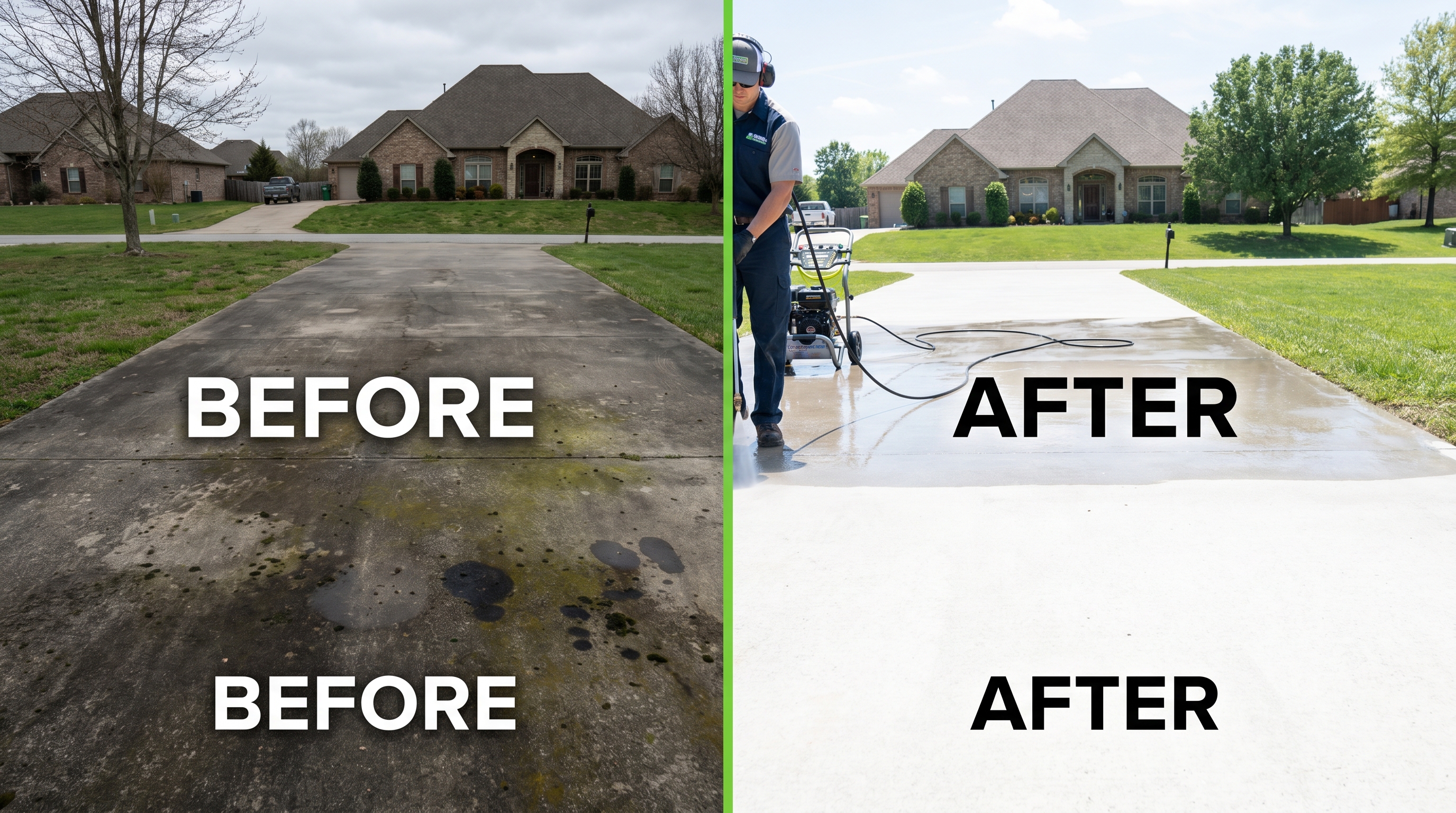 Before after pressure washing