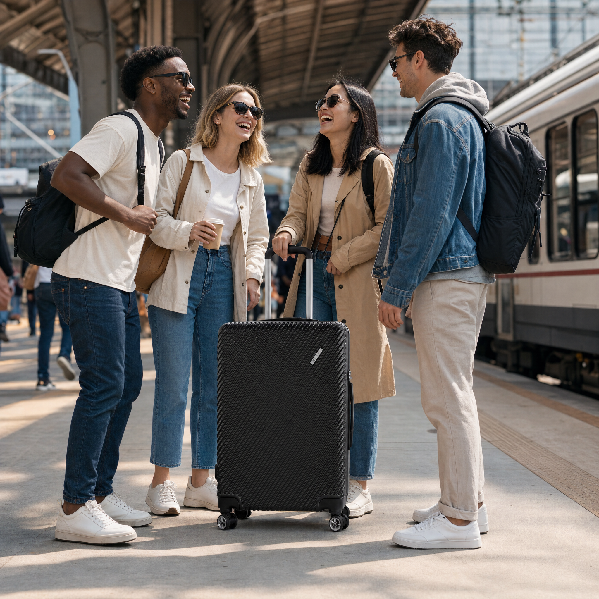 Freunde am Bahnhof