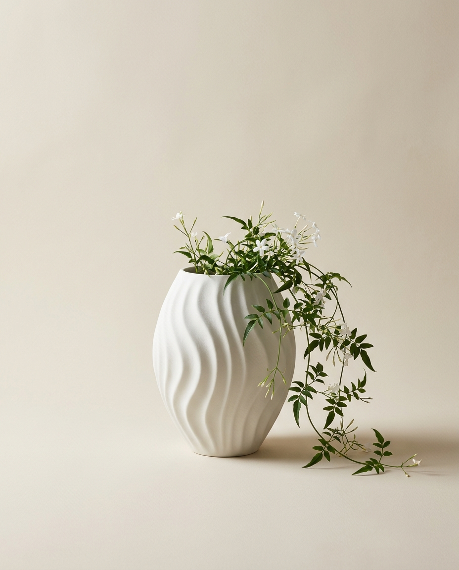 Wavy carved-ripple vases