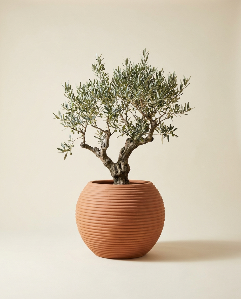 Ribbed beehive sphere pot