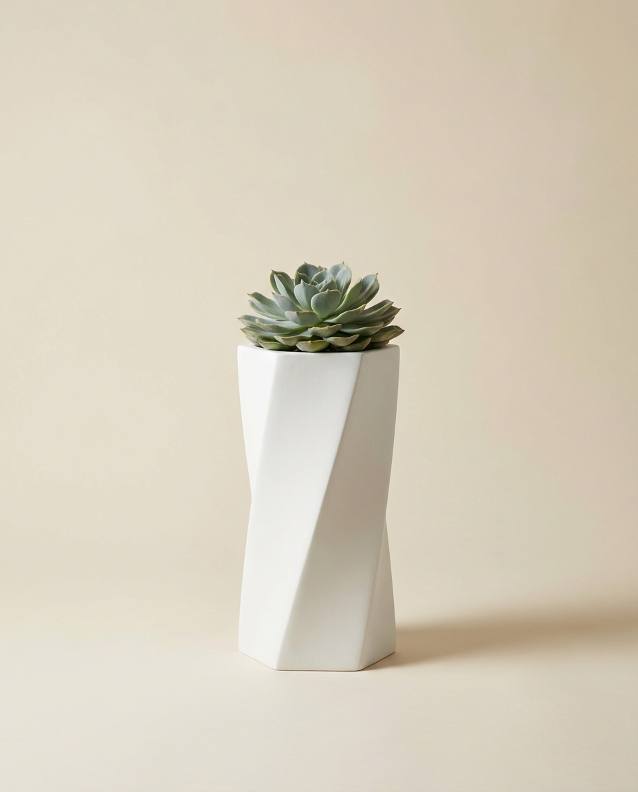 Twisted geometric column planters