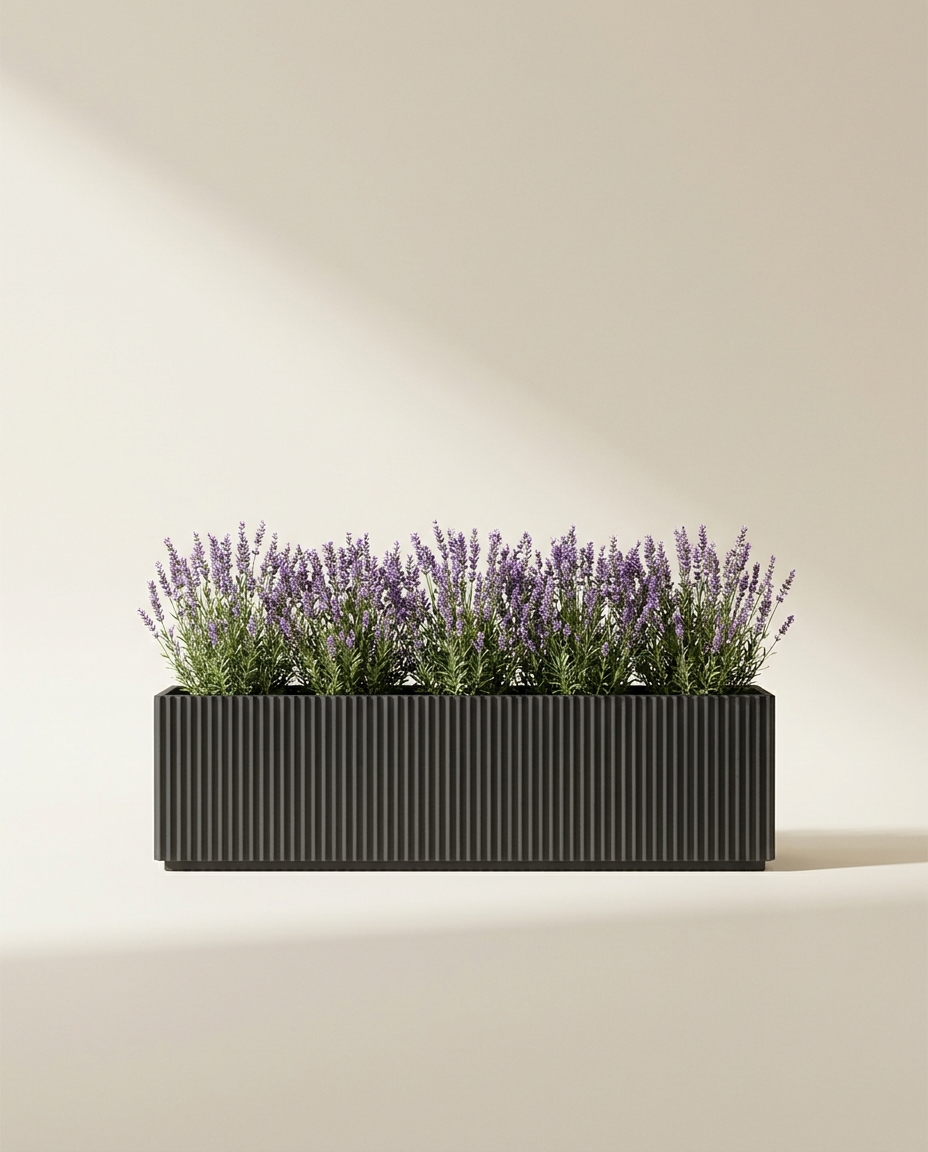 Ribbed low trough planter