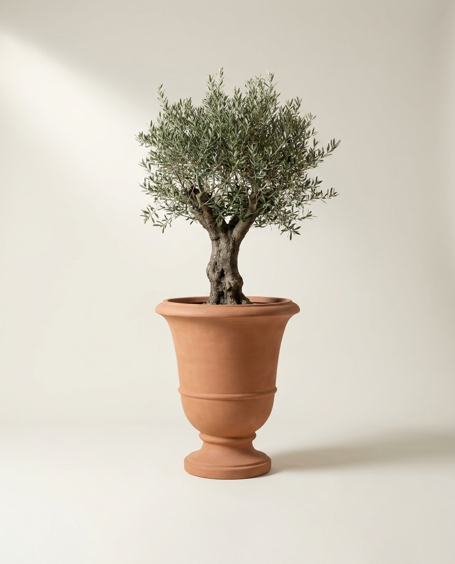 Oversized classic terracotta-style flowerpot