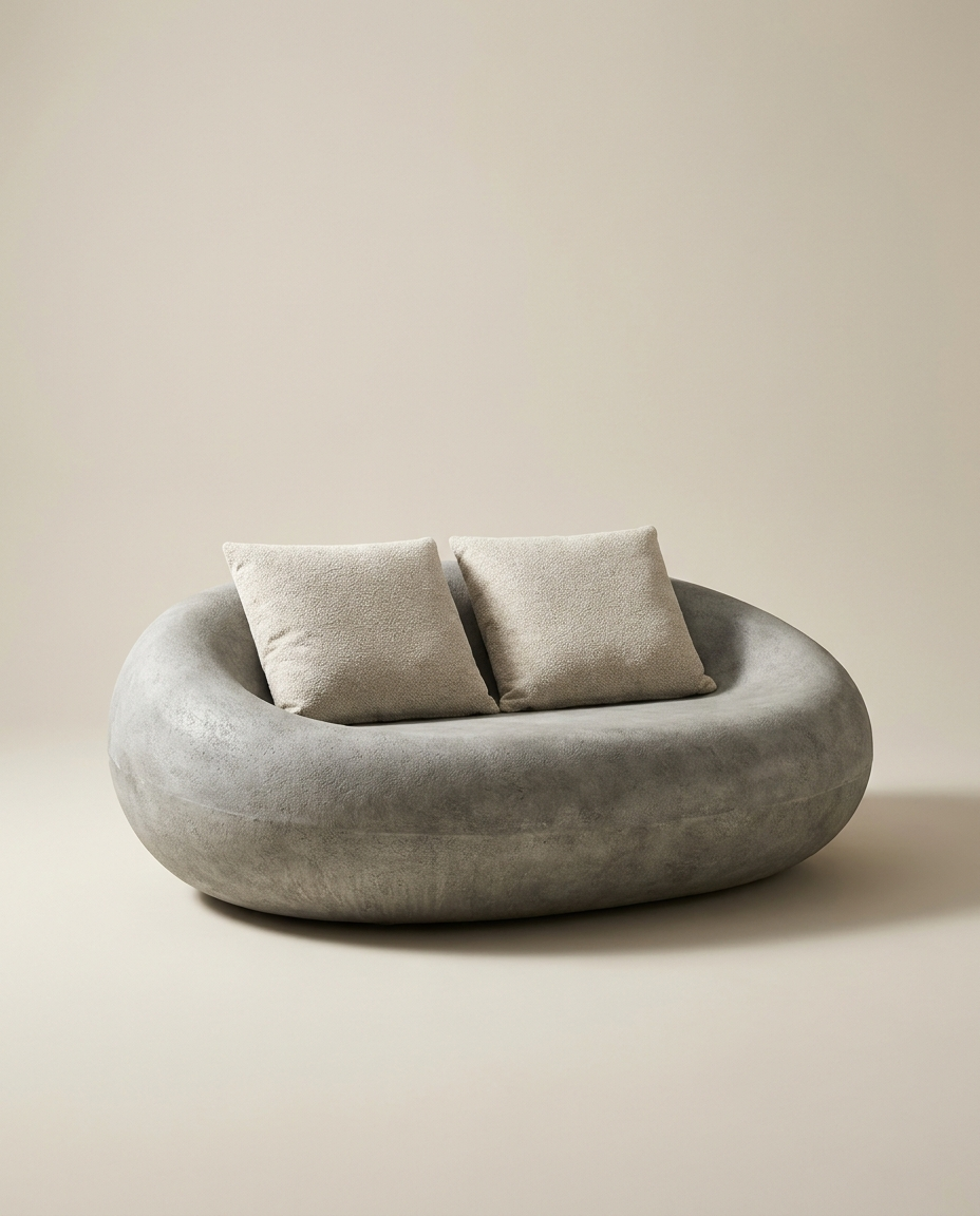 Oval pebble outdoor sofa/bench