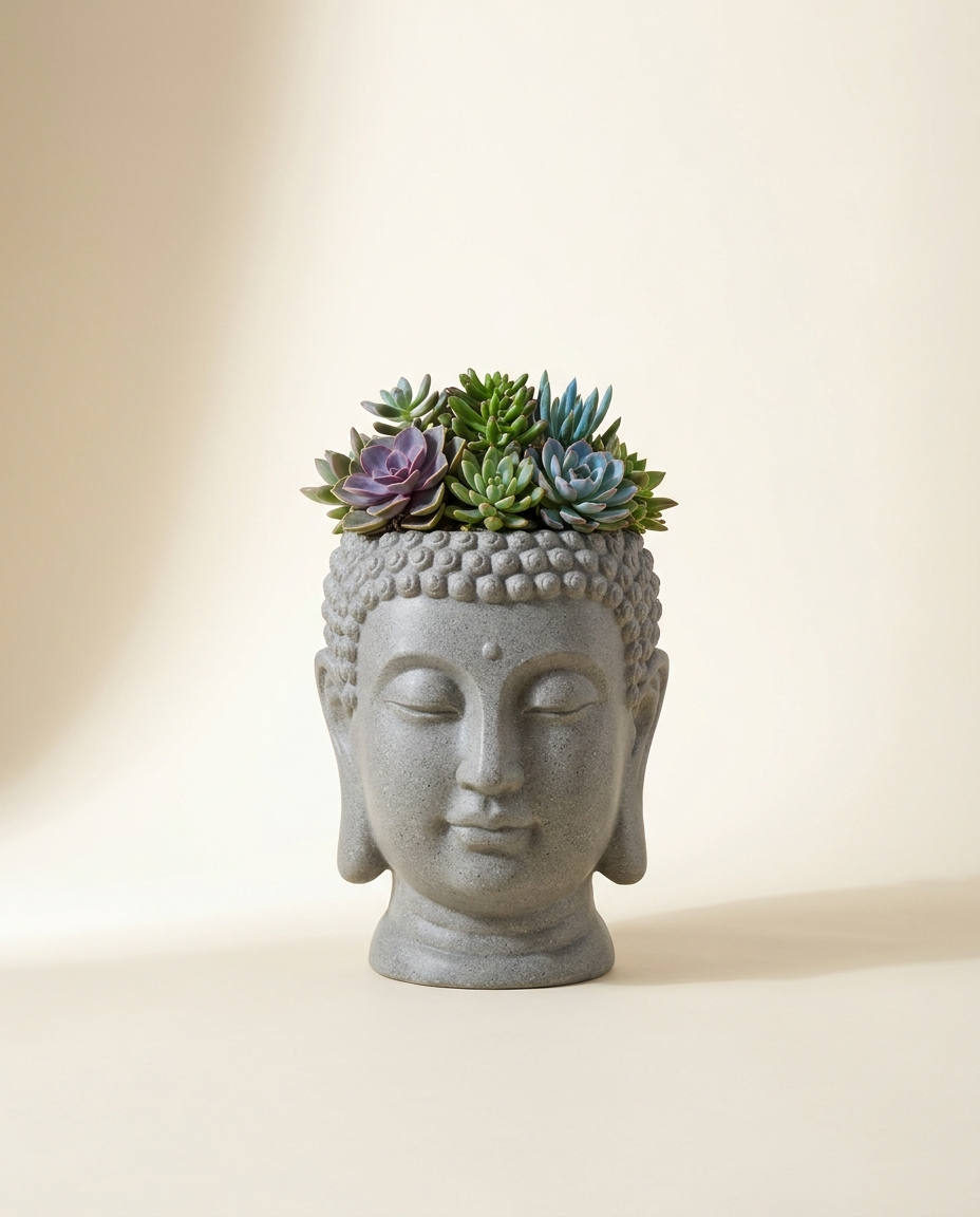 Buddha-head planters/columns