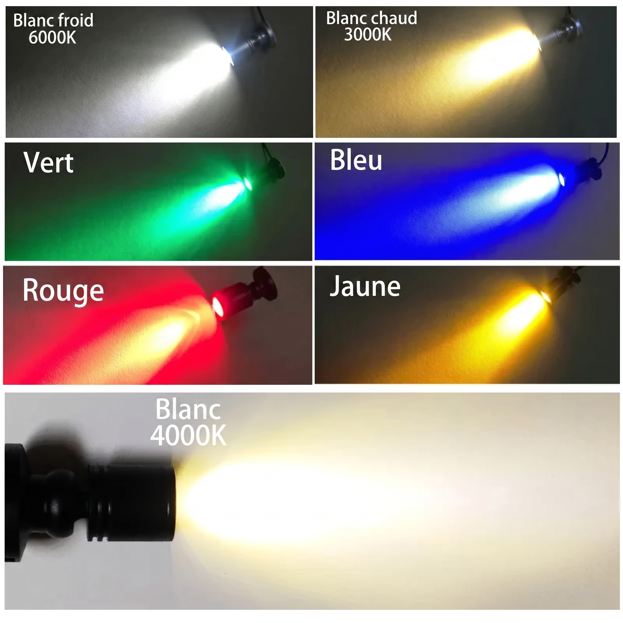 Aperçu des couleurs d'éclairage du mini spot LED Éclat
