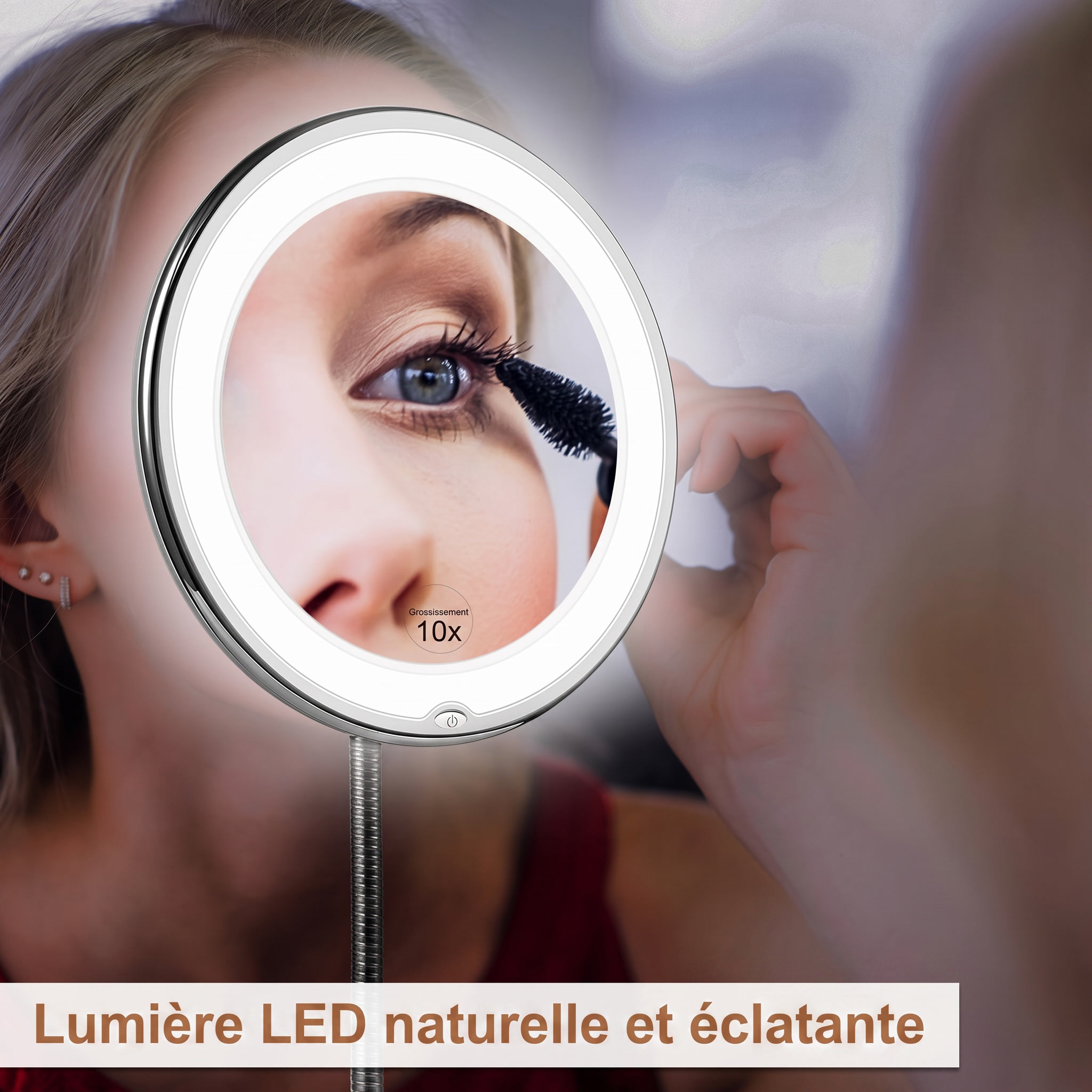 Miroir grossissant Éclara avec lumière LED naturelle