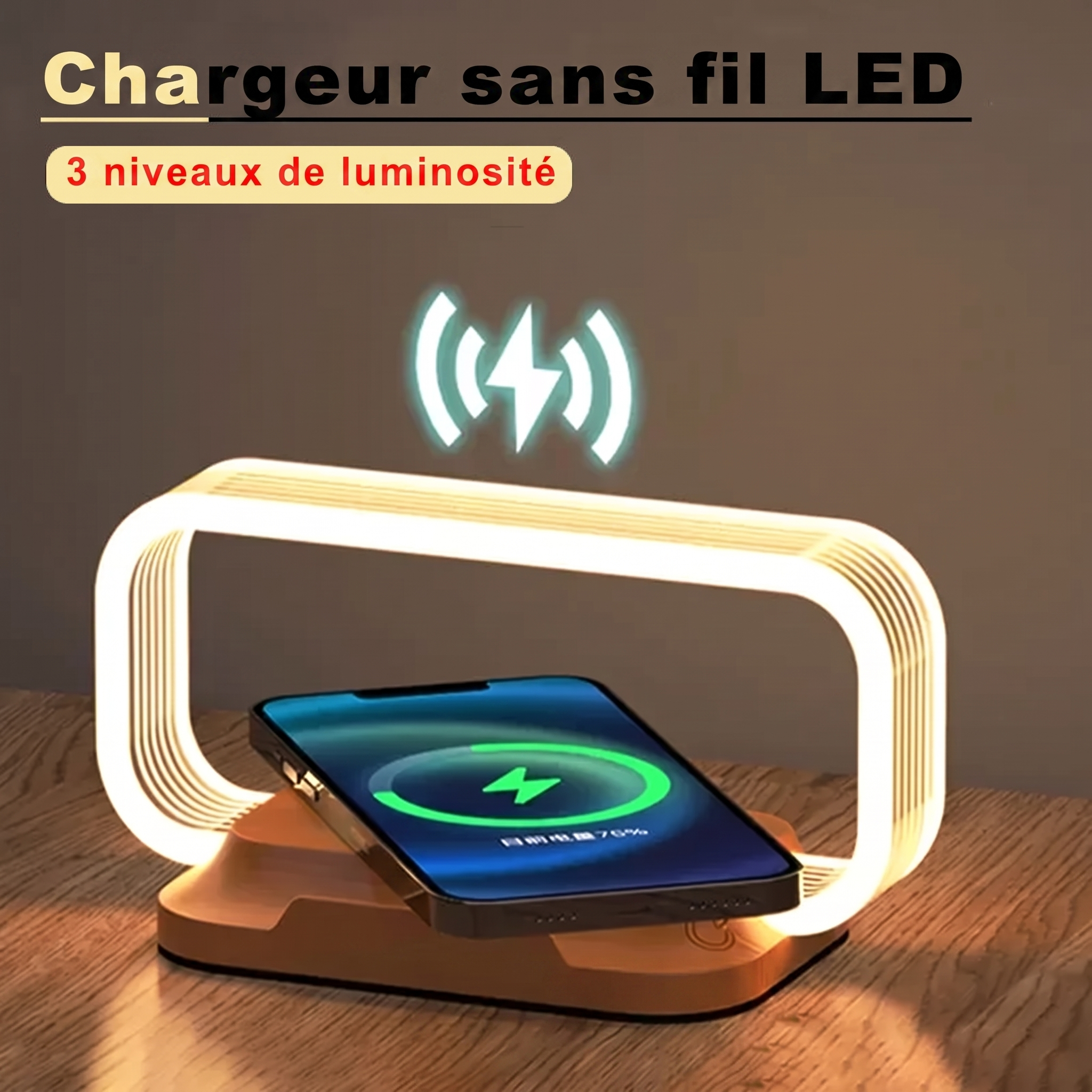Lampe de chevet Lumina avec chargeur sans fil LED