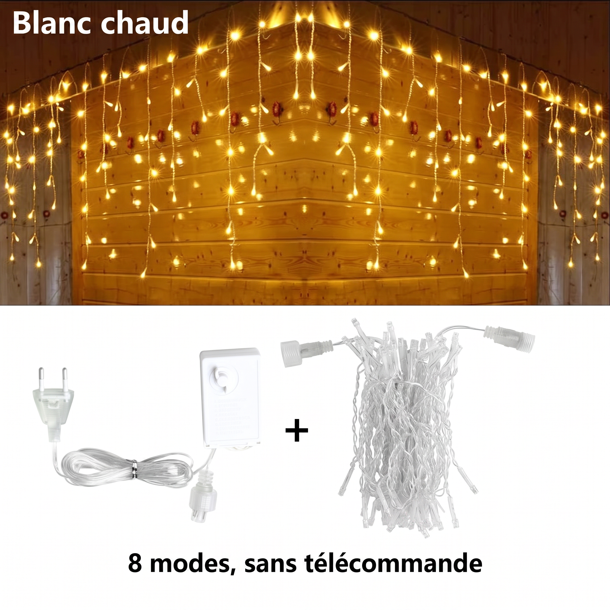 Rideau à glaçons Glacéa blanc chaud