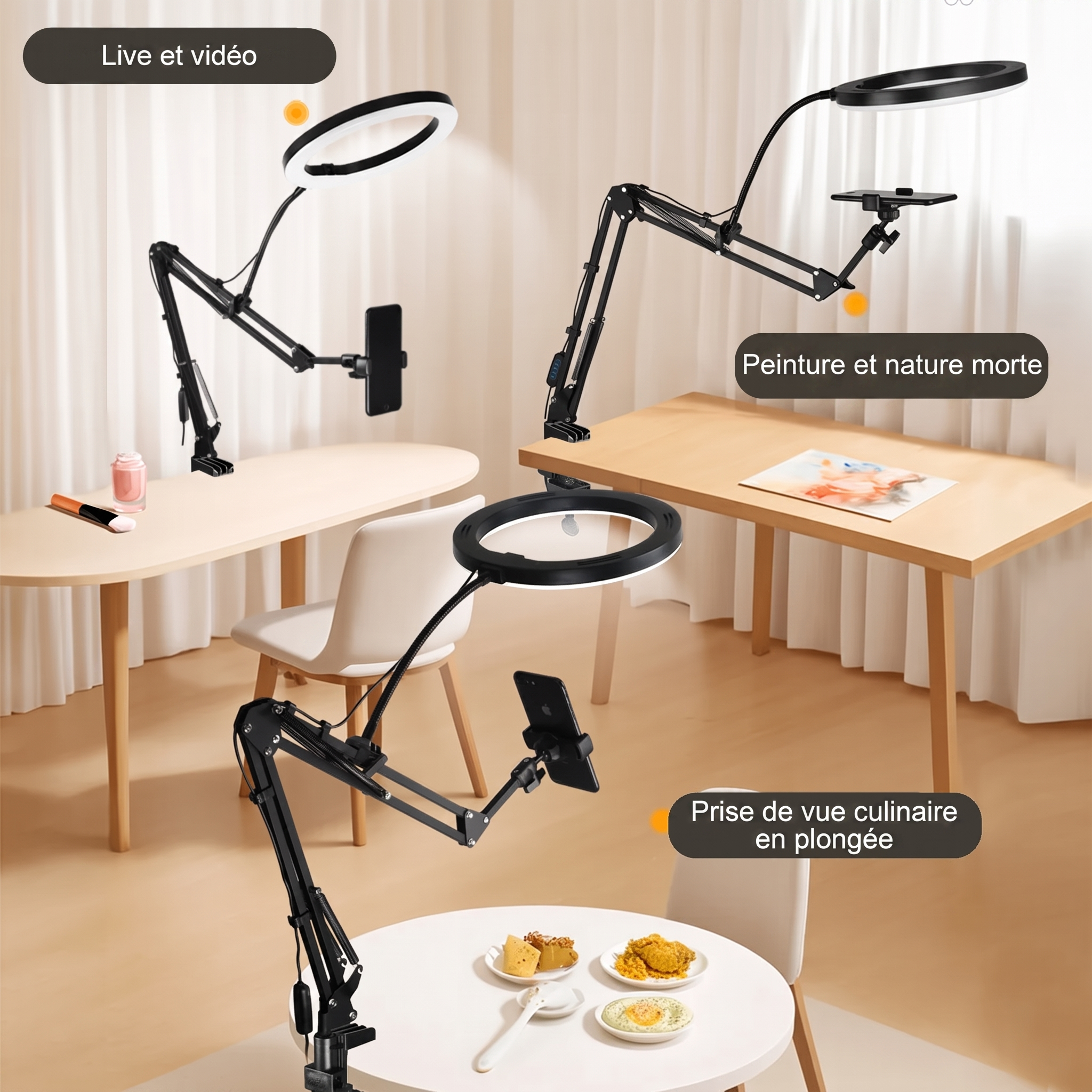 Usages du LumiFlex : live, vidéo, peinture, cuisine