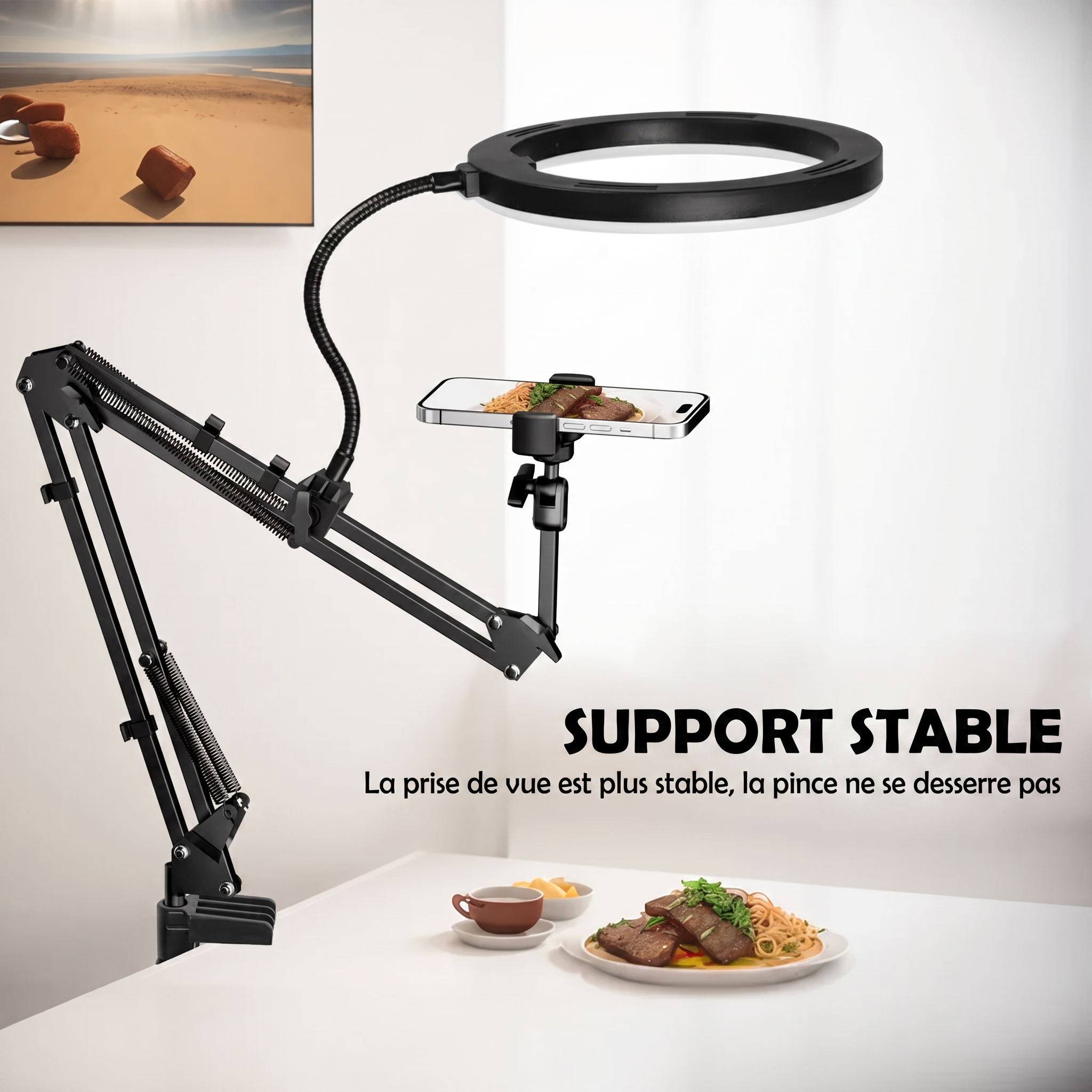 Support stable pour anneau lumineux LumiFlex