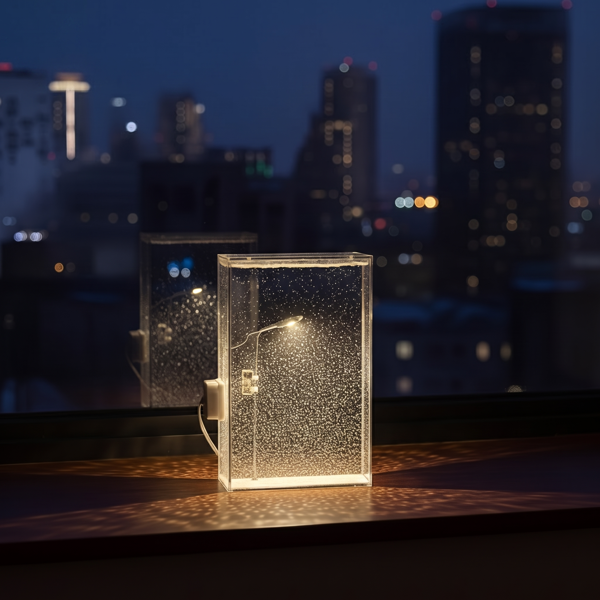 Lampe neige ColdNight devant une vue de ville