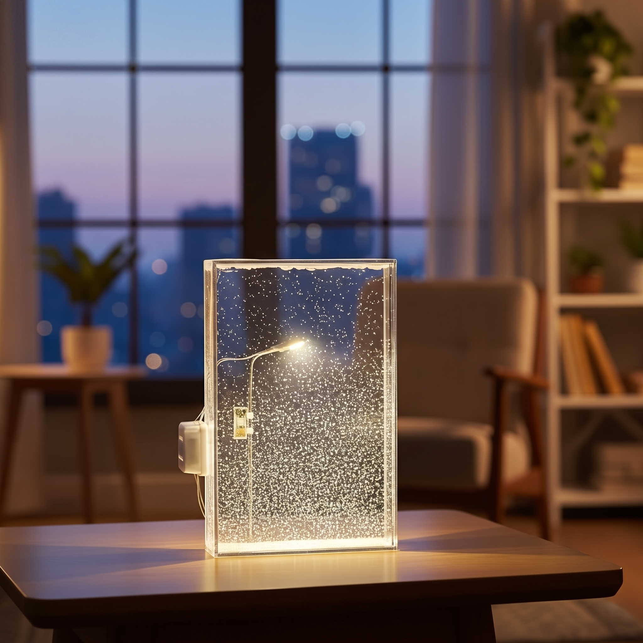Lampe d'ambiance neige ColdNight sur une table