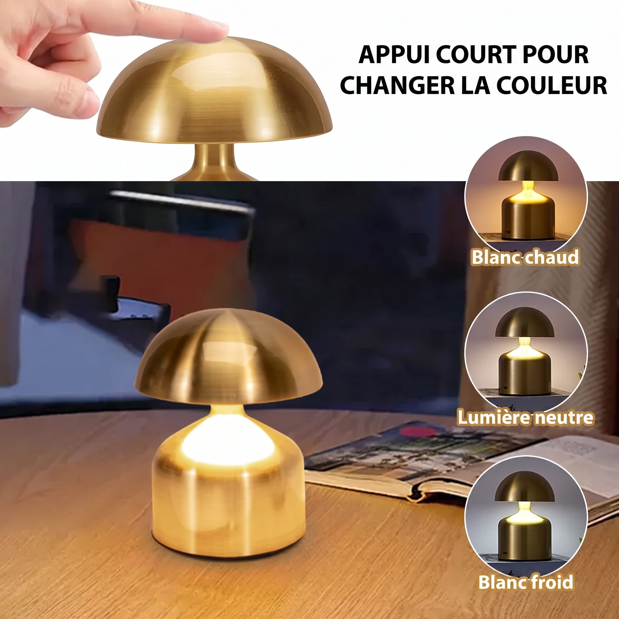 LumoVerde : appui court pour changer la couleur de lumière