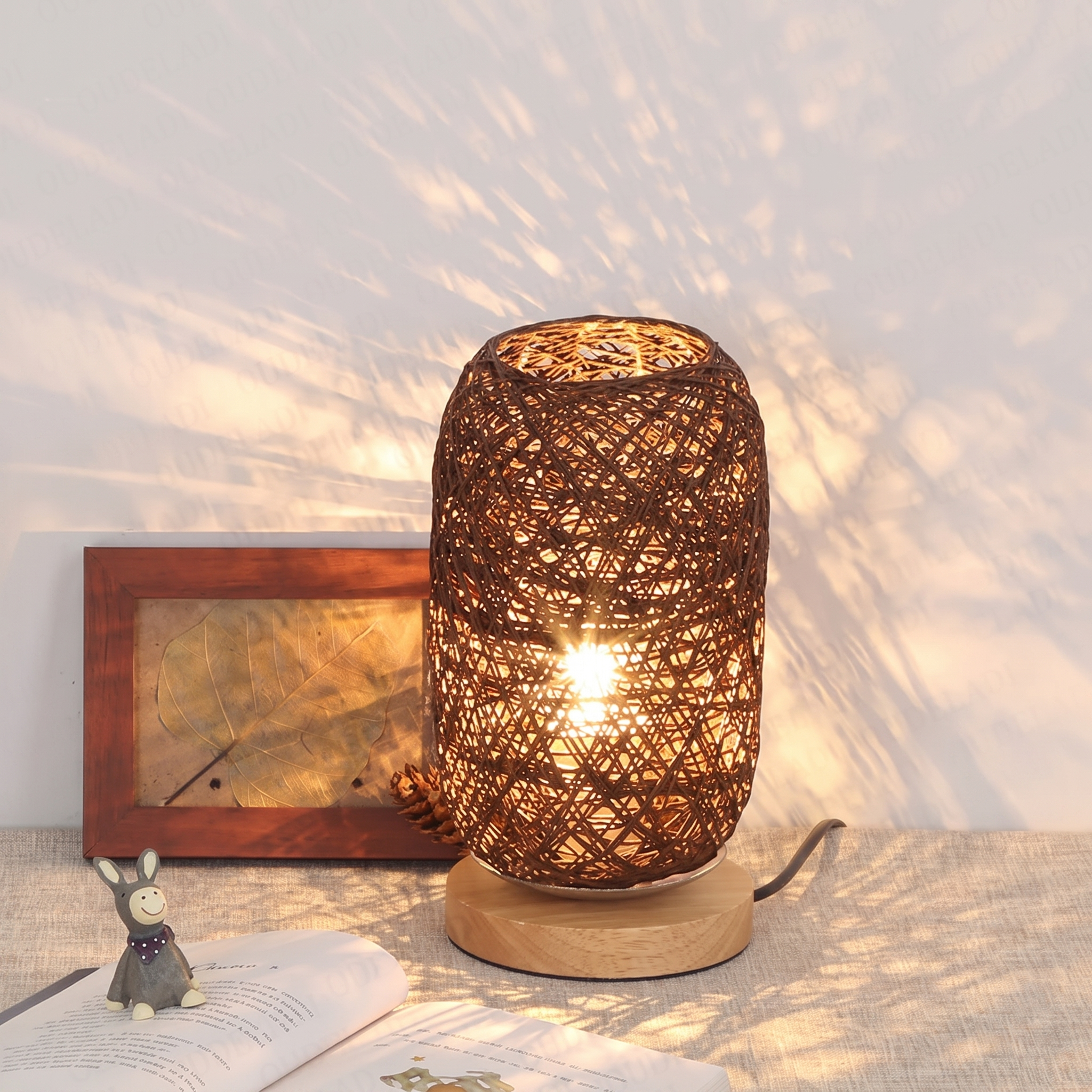 Lampe de table rotin HolzLuma brune